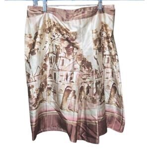 Vintage Pierre Cardin Scenic Print Skirt Size 10 Toile Style 100% Polyester